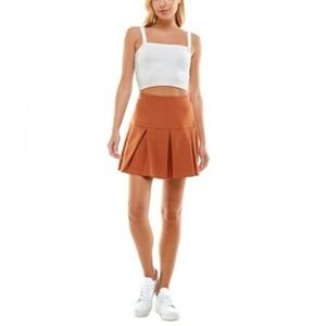 Ultra Flirt Amber Brown Pleated Pull On Fashion Skirt, Juniors' Size M New w/Tag